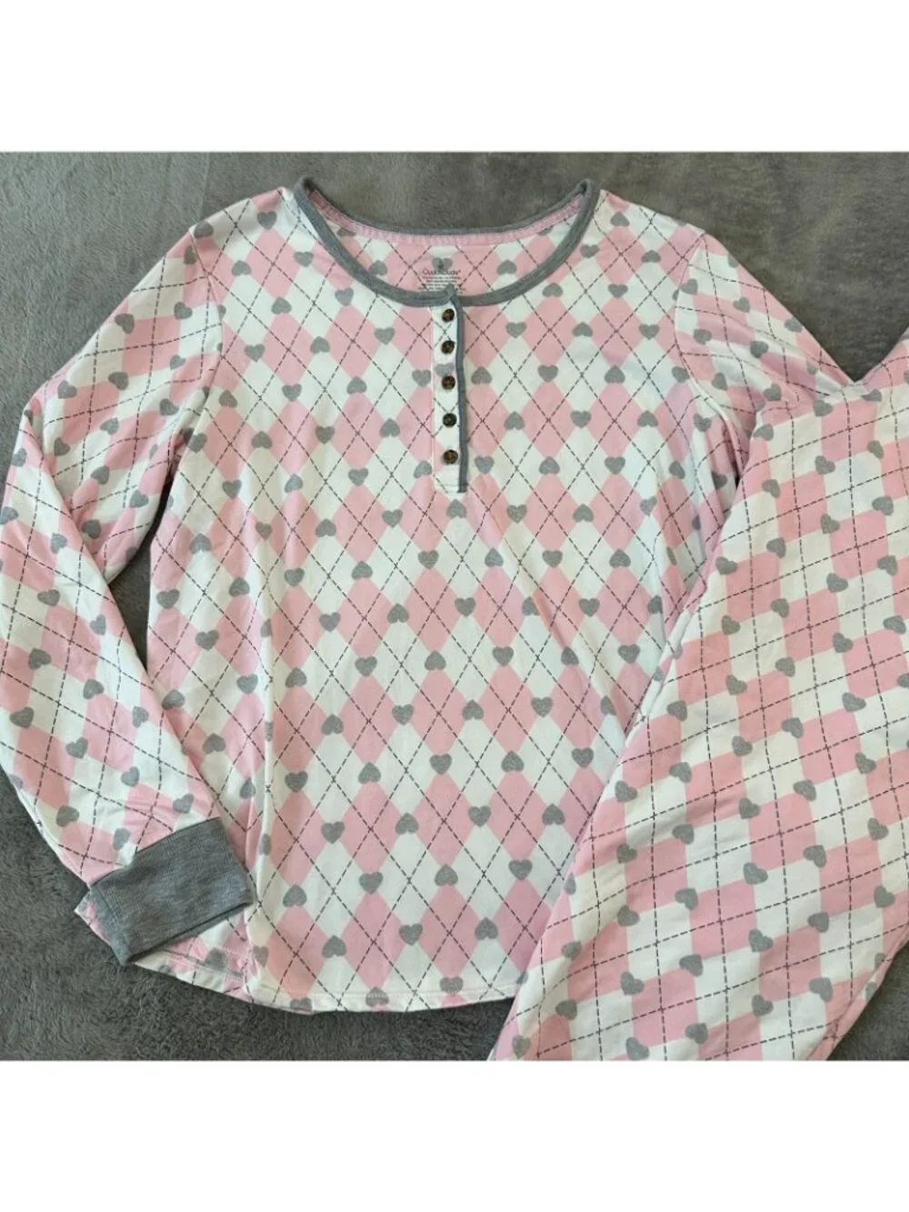 CuddlDuds Cuddl Duds Pajamas Set Pink Hearts Women's MEDIUM Pants Shirt